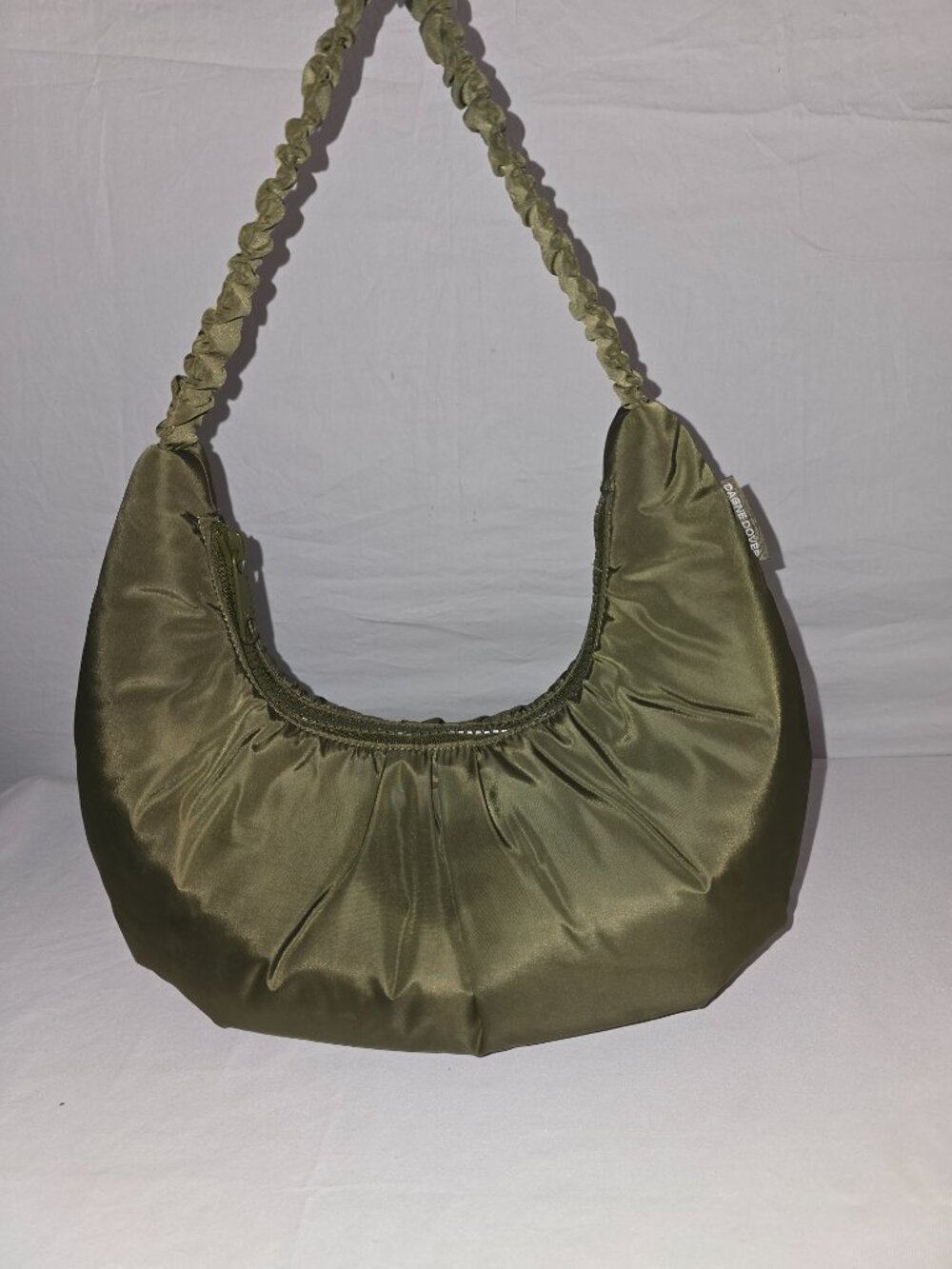 Dagne Dover Olive Green Rider Puff Crescent Hobo Shoulder Bag